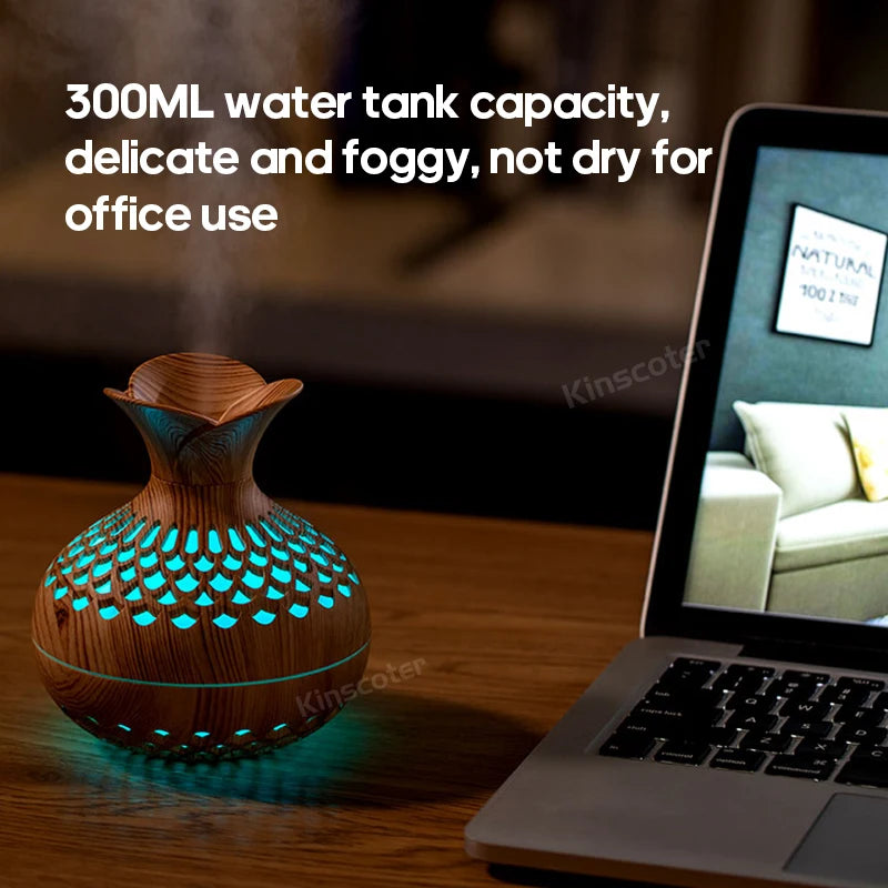 Nórdica Wood Grain Portable Air Humidifier RGB Lamp