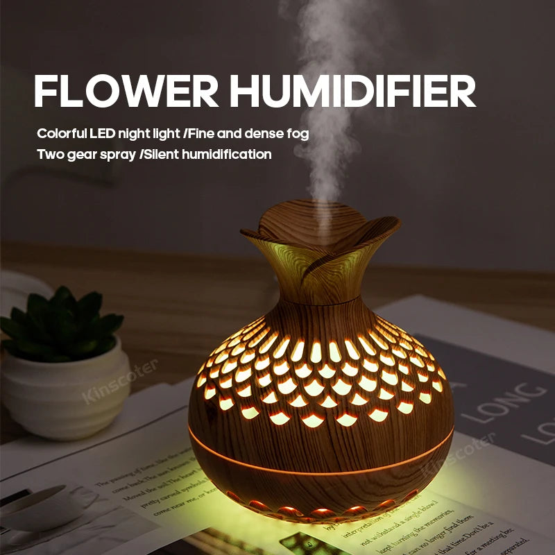 Nórdica Wood Grain Portable Air Humidifier RGB Lamp