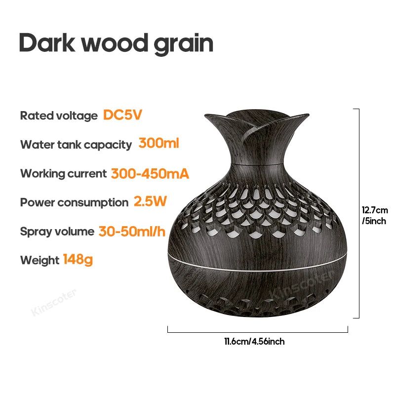 Nórdica Wood Grain Portable Air Humidifier RGB Lamp