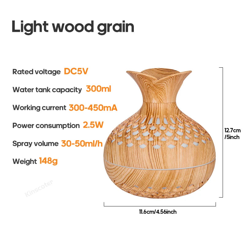 Nórdica Wood Grain Portable Air Humidifier RGB Lamp