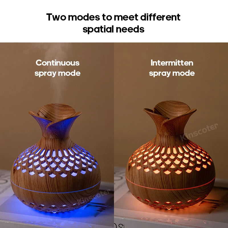 Nórdica Wood Grain Portable Air Humidifier RGB Lamp